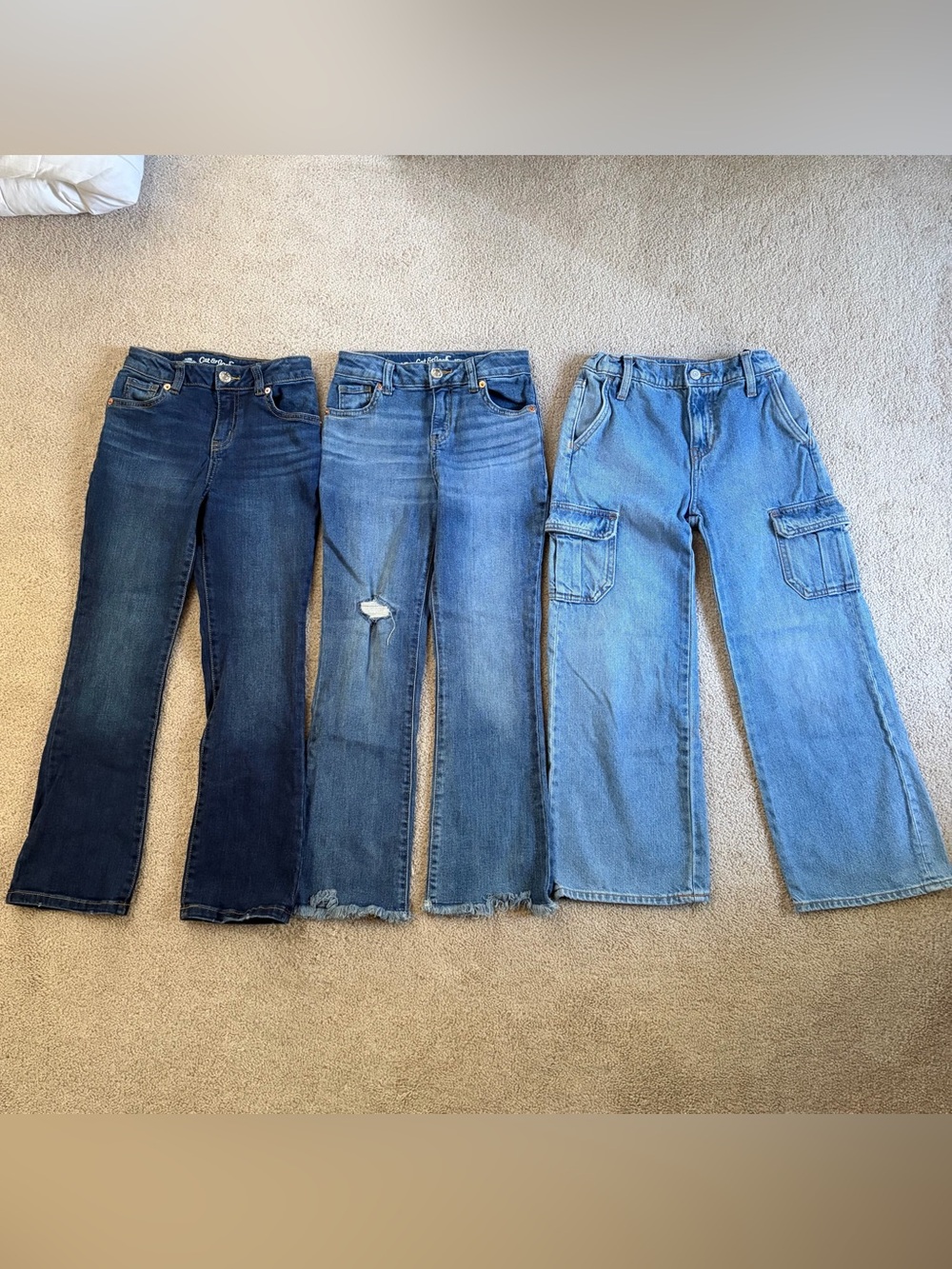 3 Pairs of youth girls size 8 denim jeans Old Navy wide leg cat and Jack flare
